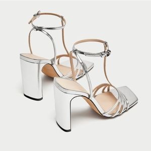 Silver High Heel Sandals